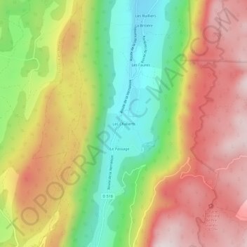 Topografische Karte Les Chaberts, Höhe, Relief