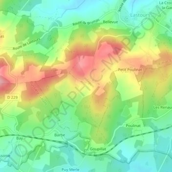 Topografische Karte Les Combes, Höhe, Relief
