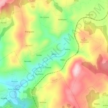 Topografische Karte Barcia, Höhe, Relief