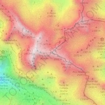 Topografische Karte Torre Blanca, Höhe, Relief