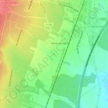 Topografische Karte Source de la Boïse, Höhe, Relief