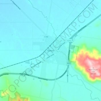 Topografische Karte Euroa, Höhe, Relief
