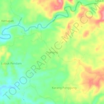 Topografische Karte Temiang, Höhe, Relief
