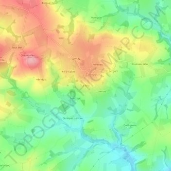 Topografische Karte Le Rest, Höhe, Relief