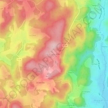 Topografische Karte Les Guttes Bonin, Höhe, Relief
