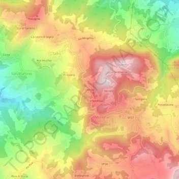 Topografische Karte Lienda, Höhe, Relief
