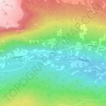 Topografische Karte Uvdal, Höhe, Relief