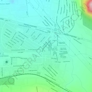 Topografische Karte Parque Granjas Banthi, Höhe, Relief