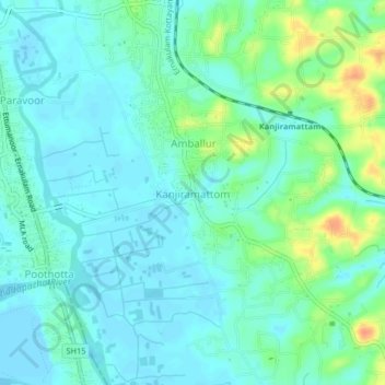 Topografische Karte Kanjiramattom, Höhe, Relief