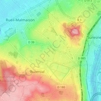 Topografische Karte Résidence la Lutèce, Höhe, Relief