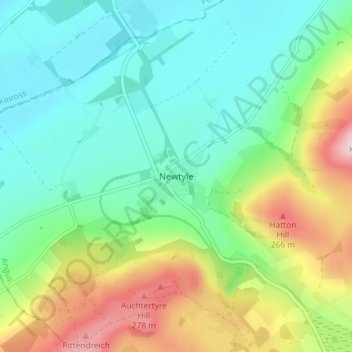 Topografische Karte Newtyle, Höhe, Relief