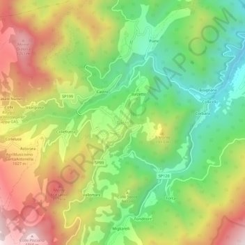Topografische Karte Balzo, Höhe, Relief