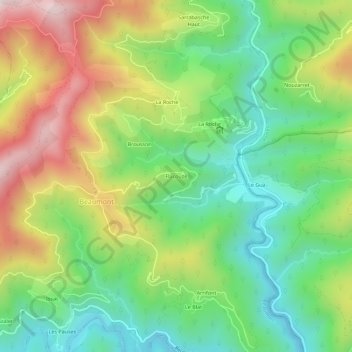 Topografische Karte Flacouze, Höhe, Relief