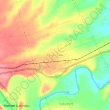 Topografische Karte Chichicaxtle, Höhe, Relief