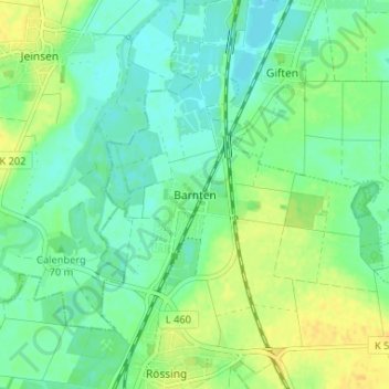 Topografische Karte Barnten, Höhe, Relief