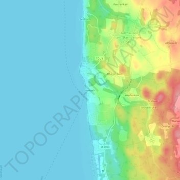Topografische Karte Ambach, Höhe, Relief