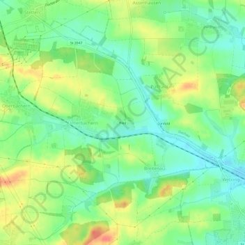 Topografische Karte Ried, Höhe, Relief
