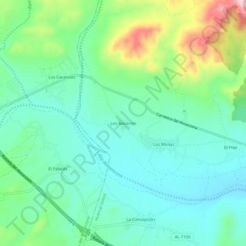 Topografische Karte Los Navarros, Höhe, Relief