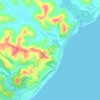 Topografische Karte Alto da favela, Höhe, Relief