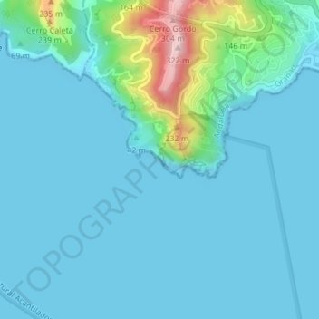 Topografische Karte Cueva de las Palomas, Höhe, Relief
