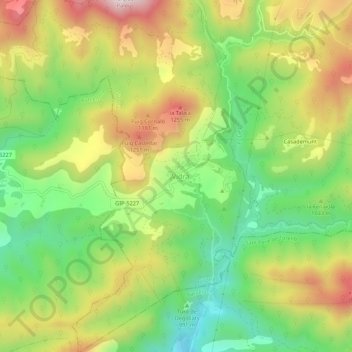 Topografische Karte Vidrà, Höhe, Relief