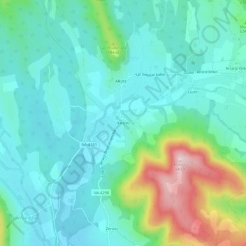 Topografische Karte Iráizoz, Höhe, Relief