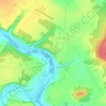 Topografische Karte Praillon, Höhe, Relief