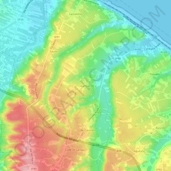 Topografische Karte Granciaro, Höhe, Relief