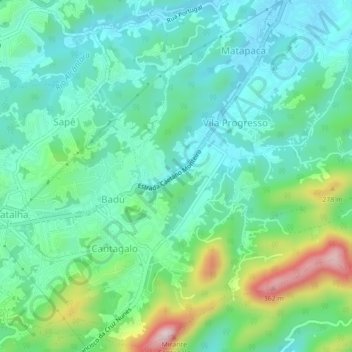 Topografische Karte Pendotiba, Höhe, Relief