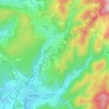 Topografische Karte Wässerlehof, Höhe, Relief
