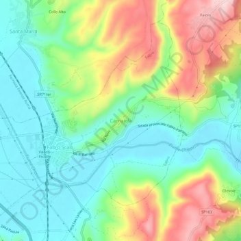 Topografische Karte Carnaiola, Höhe, Relief
