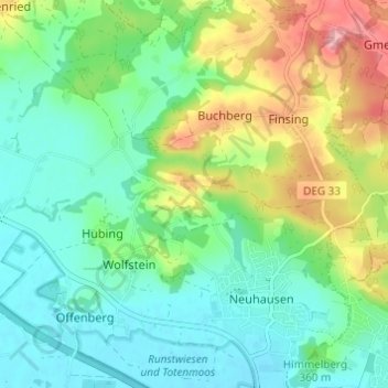 Topografische Karte Kapfelberg, Höhe, Relief