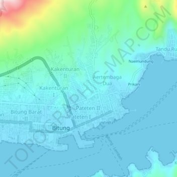 Topografische Karte Winenet Dua, Höhe, Relief