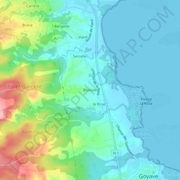 Topografische Karte Blonzac, Höhe, Relief