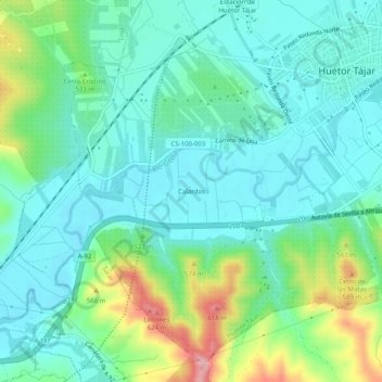 Topografische Karte Calardos, Höhe, Relief