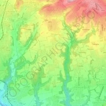 Topografische Karte Tregasio, Höhe, Relief