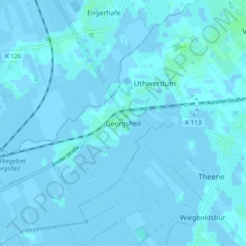 Topografische Karte Georgsheil, Höhe, Relief