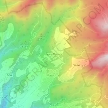 Topografische Karte Grand Matouba, Höhe, Relief