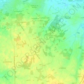Topografische Karte La Milsandrie, Höhe, Relief