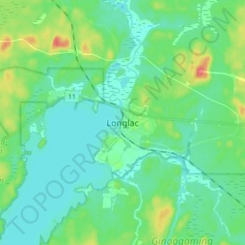 Topografische Karte Longlac, Höhe, Relief