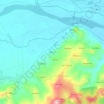 Topografische Karte Sbarrera, Höhe, Relief