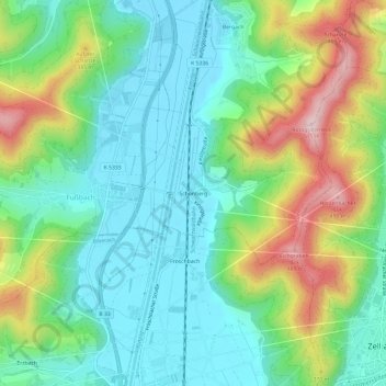 Topografische Karte Schönberg, Höhe, Relief