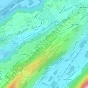 Topografische Karte Villard-Lamard, Höhe, Relief