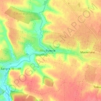 Topografische Karte Вовків, Höhe, Relief