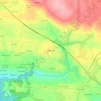 Topografische Karte Kersimonou, Höhe, Relief