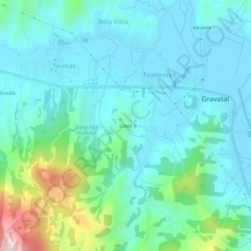 Topografische Karte Caeté, Höhe, Relief