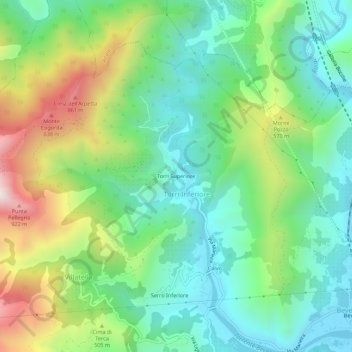 Topografische Karte Torri Superiore, Höhe, Relief