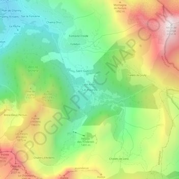 Topografische Karte Les Plagnes, Höhe, Relief