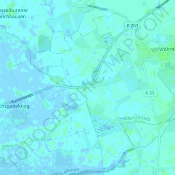 Topografische Karte Großbüttel, Höhe, Relief