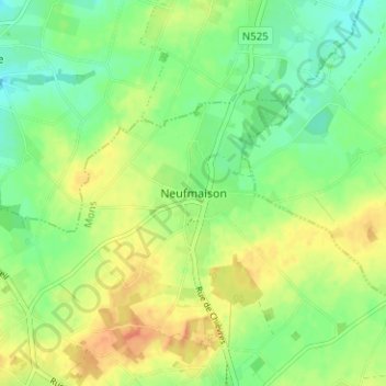 Topografische Karte Neufmaison, Höhe, Relief